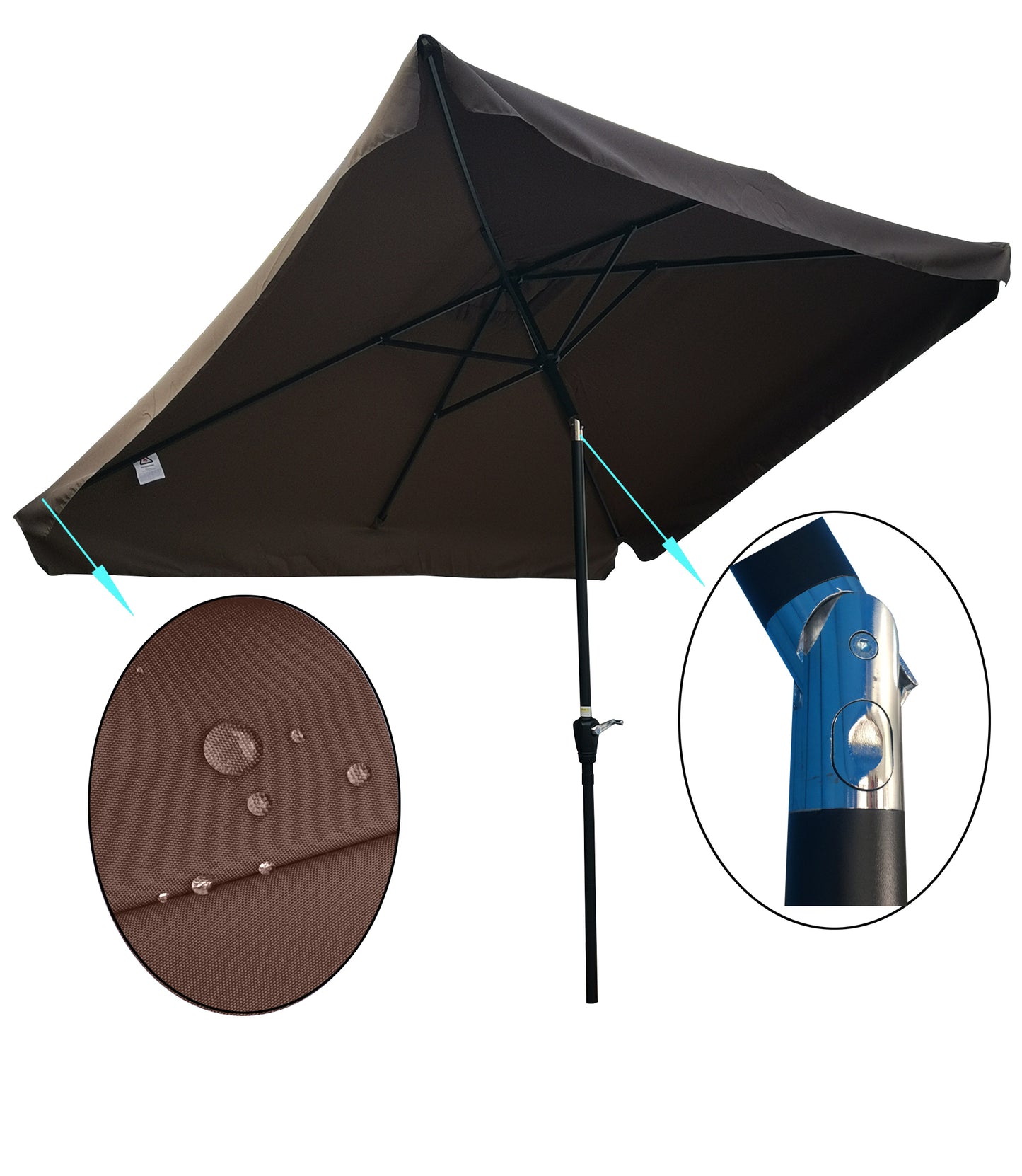 Benno 10 x 6.5 ft Rectangular Patio Umbrella - Chocolate