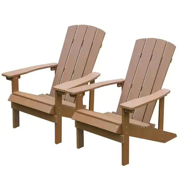 Aleta Patio Hips Plastic Adirondack Chair Lounger (2-Pack) - Brown