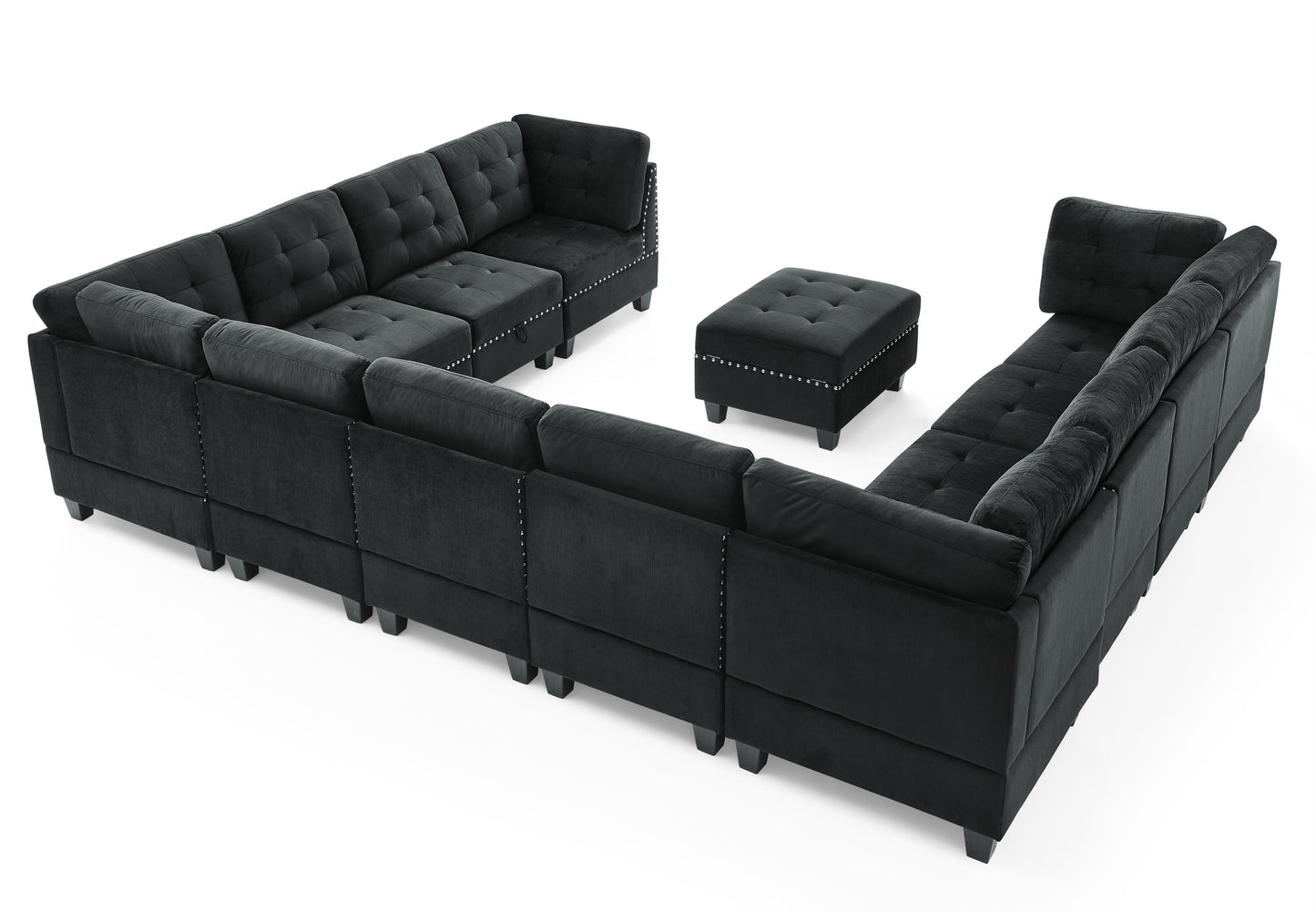 Supa Modular Sectional Velvet Sofa Set 5 - Black