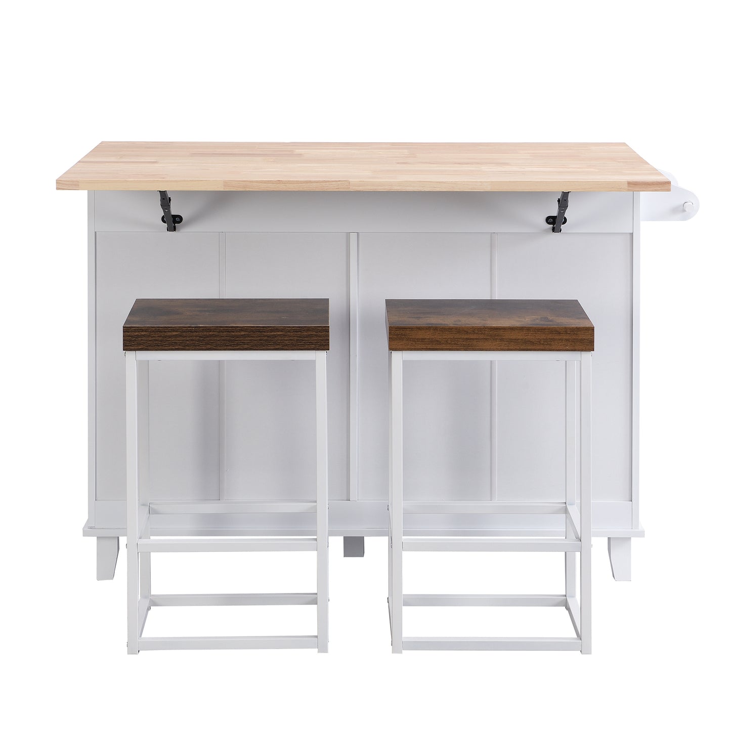 TOPMAX Kitchen Island Set with 2 Seatings - White