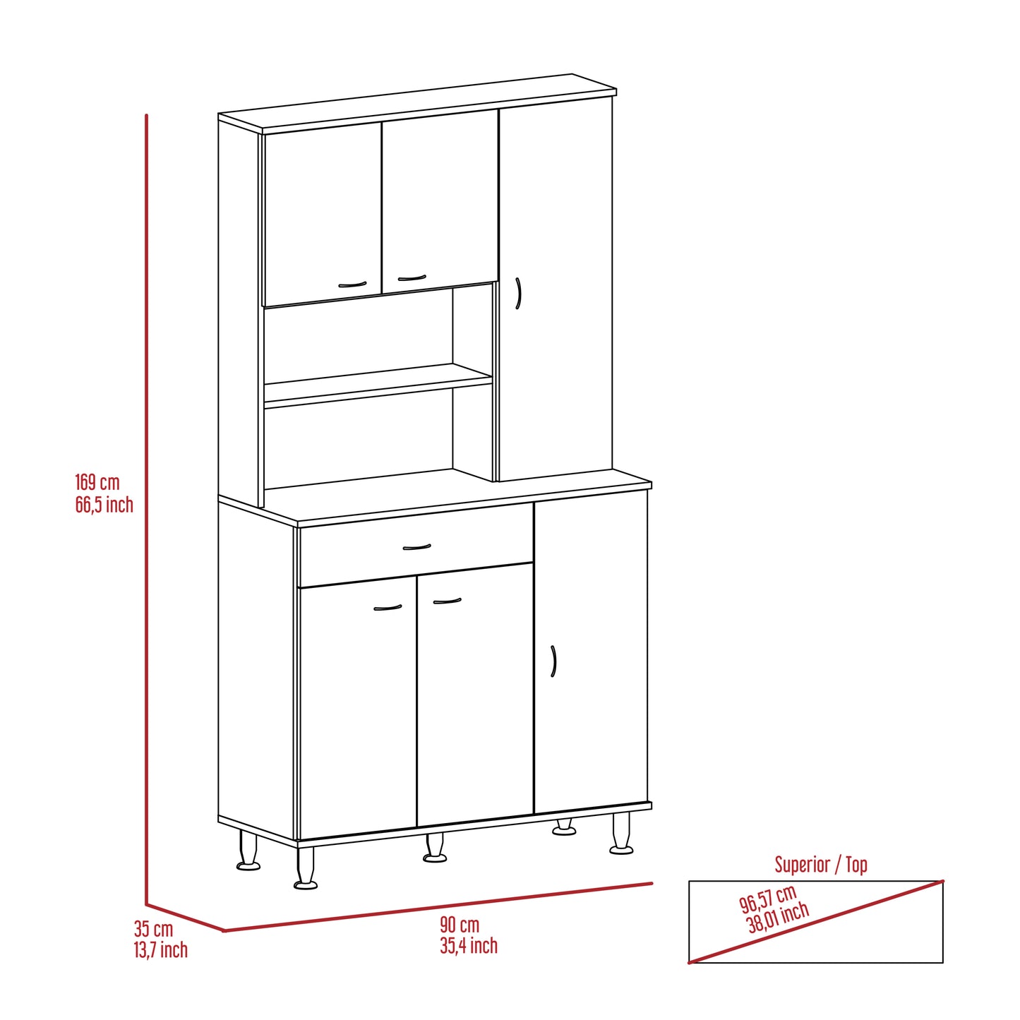 Tigard 1-Shelf 1-Drawer Pantry Cabinet - White