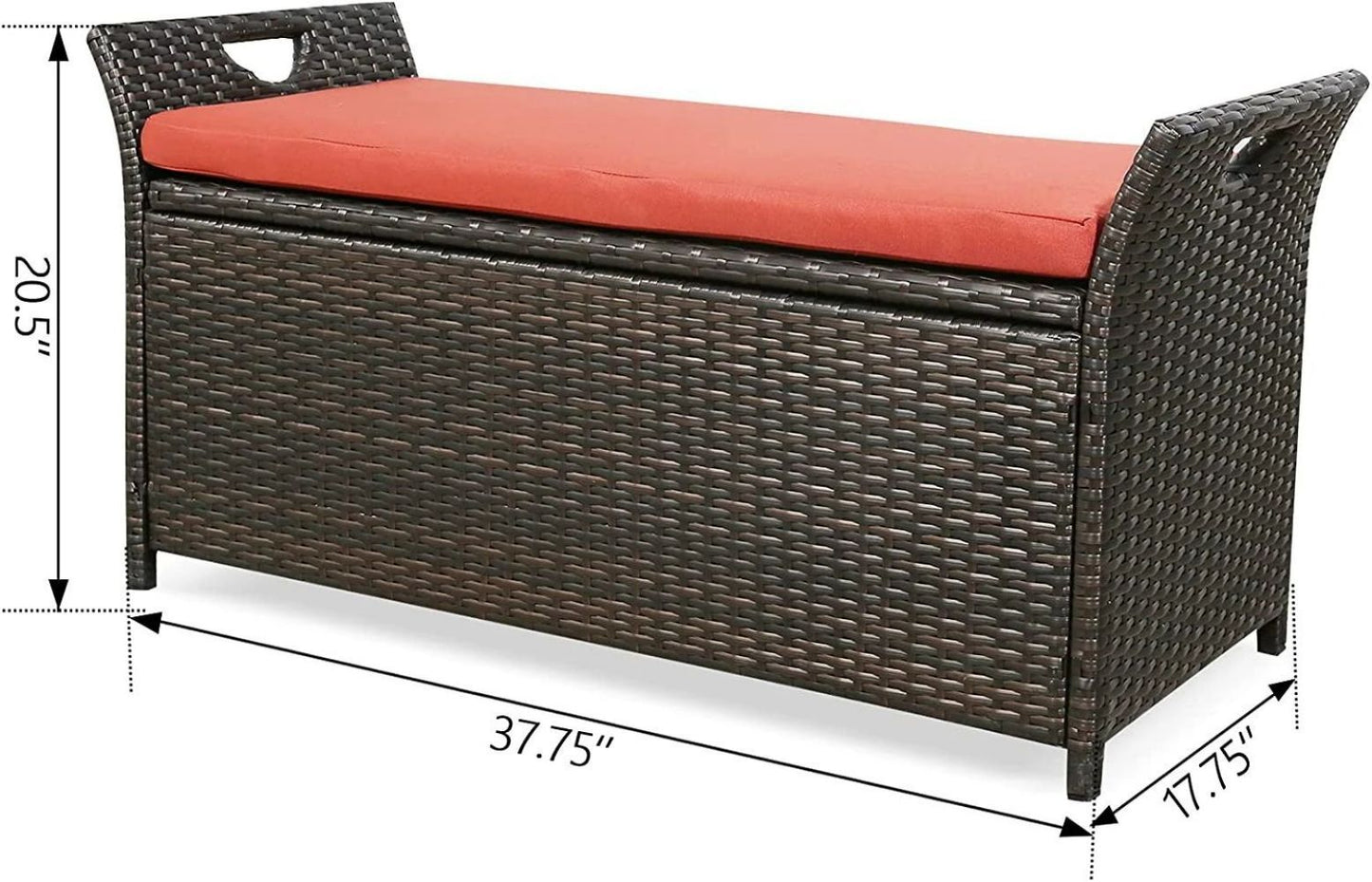 Boyer Patio Wicker Storage Bench - Red