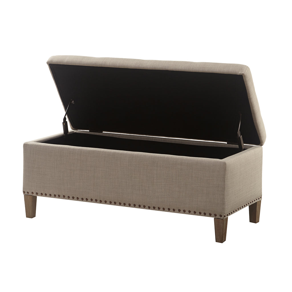 Shandra II Tufted Top Storage Bench - Taupe
