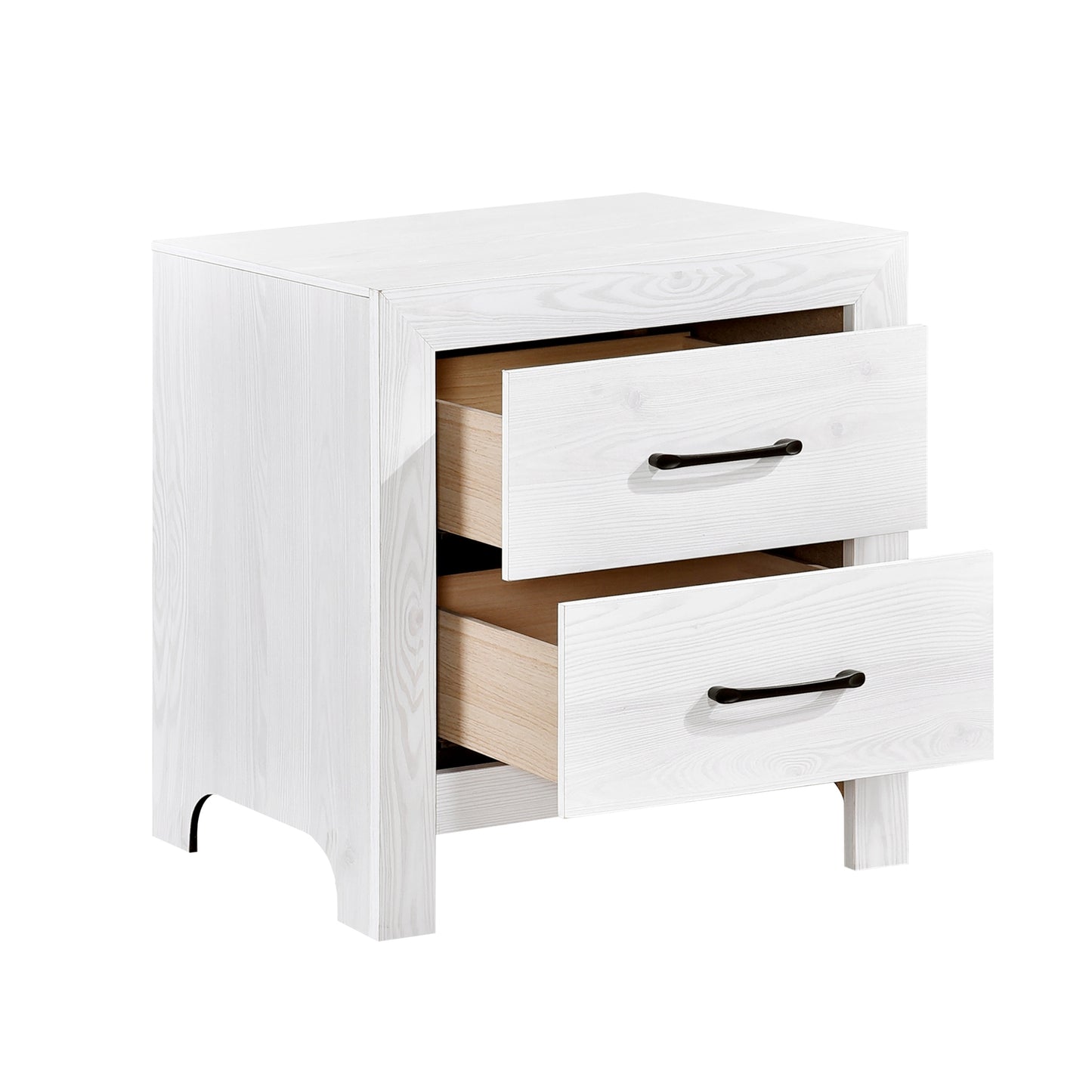 Yodi Wooden Nightstand 2x Drawers - White