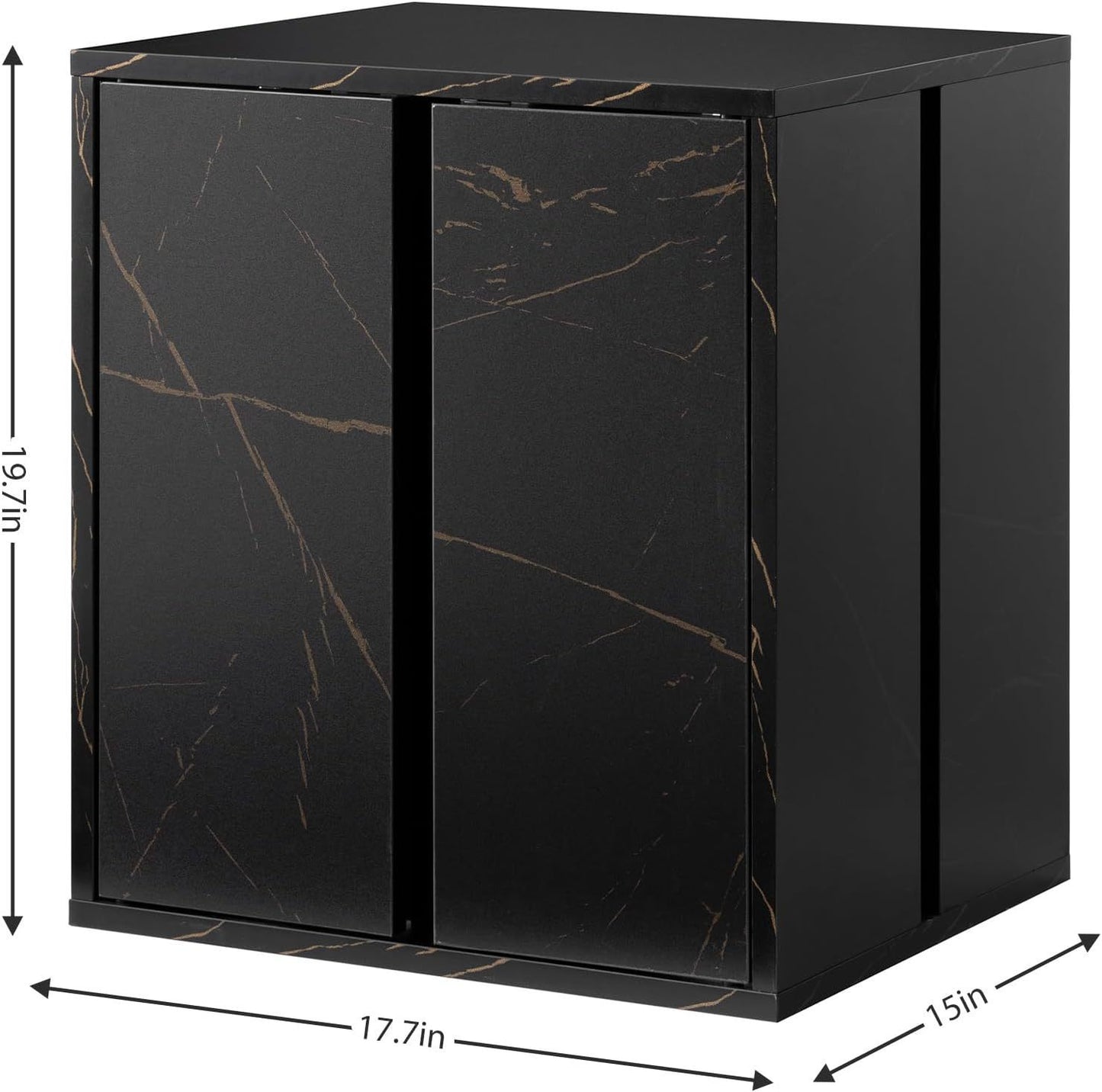Quest LED Nightstand with Glass Shelves -Black