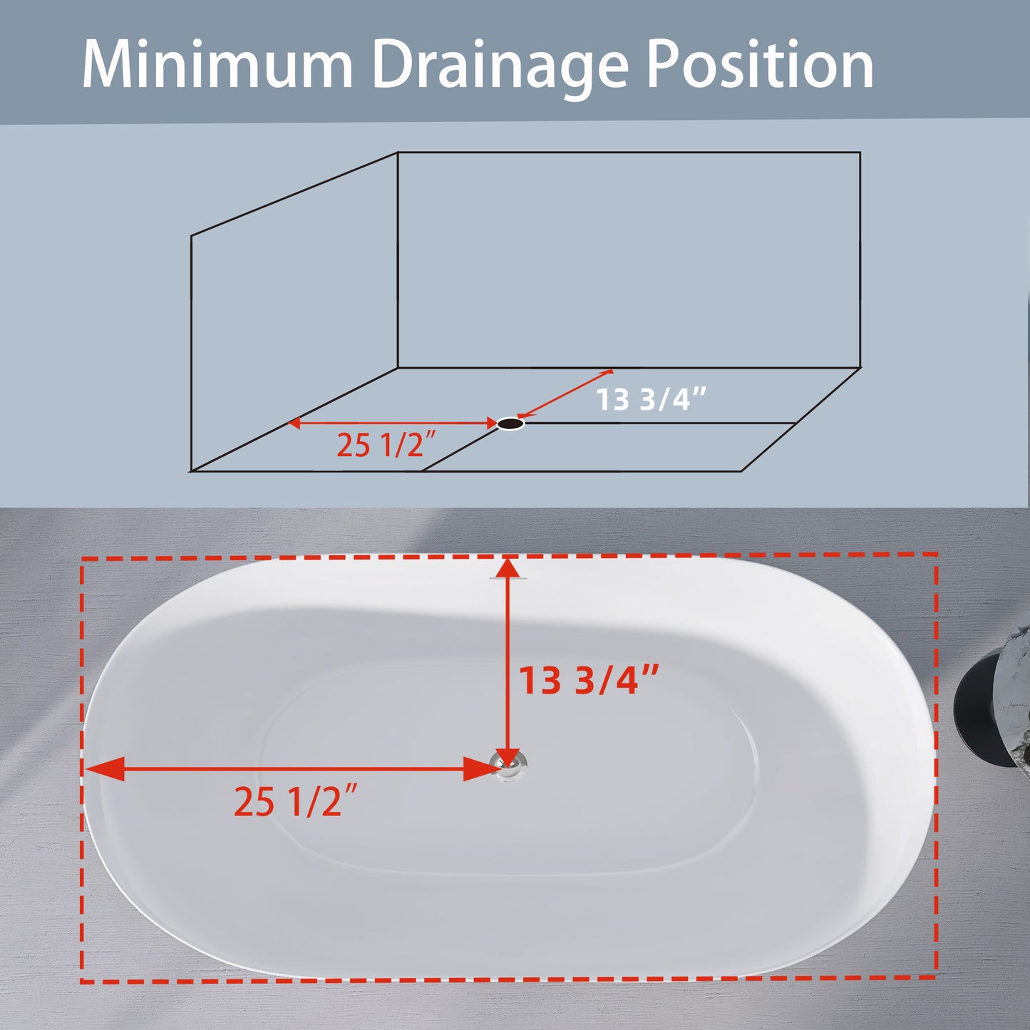 Nuvo 59" Acrylic Free Standing Oval Shape Soaking Tub - Matte Black+White