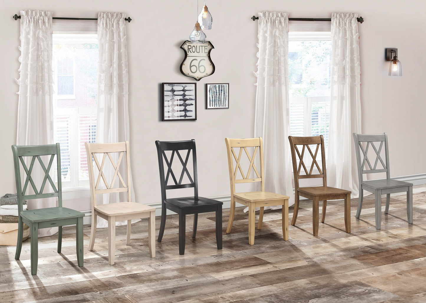 Double-X Dining Chair (Set of 2) - Gray