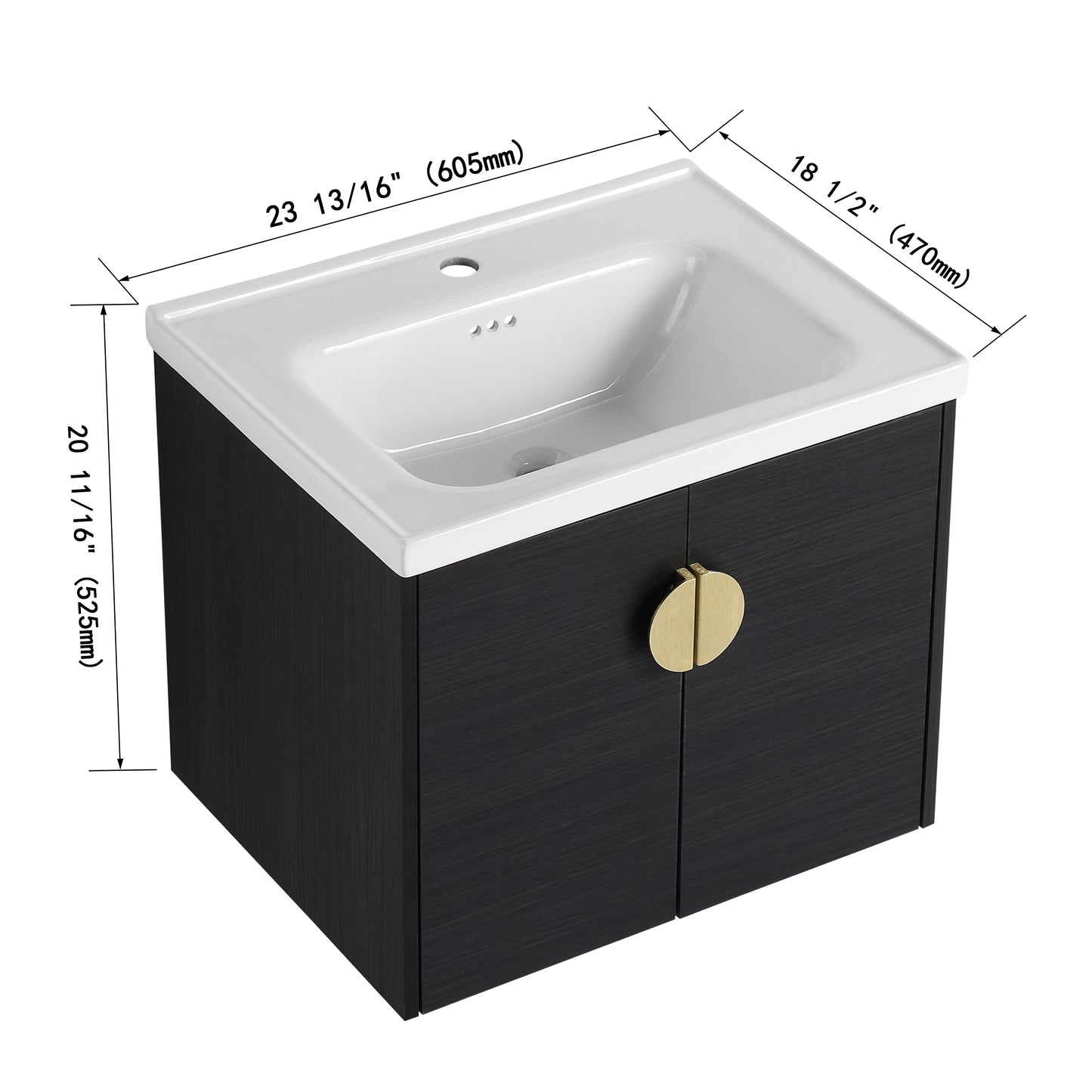 24 Inch Soft Close Doors Bathroom Vanity With Sink