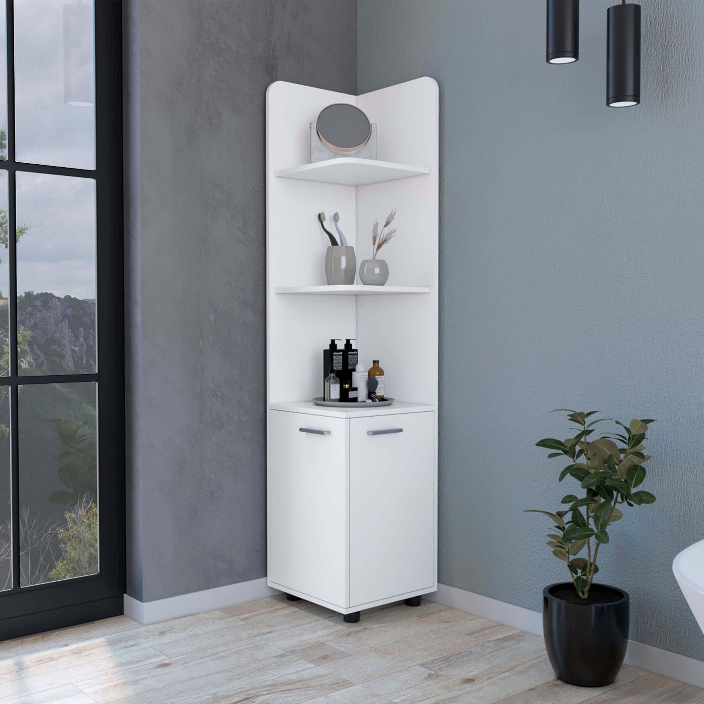 Klay 2-Door 4-Shelf Tall Storage Cabinet - White