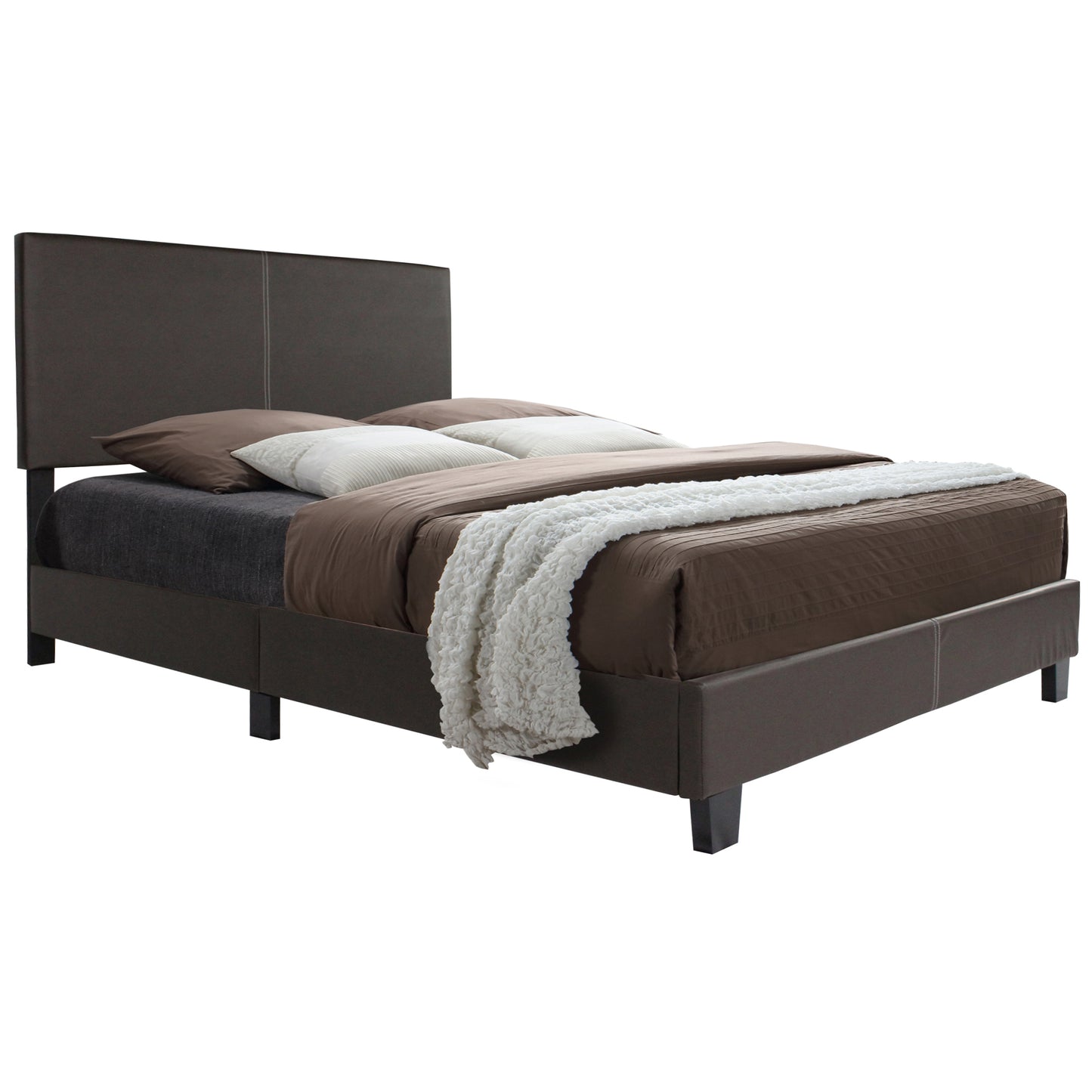 Go Green Woods Nora Faux Leather Upholstered King Panel Bed