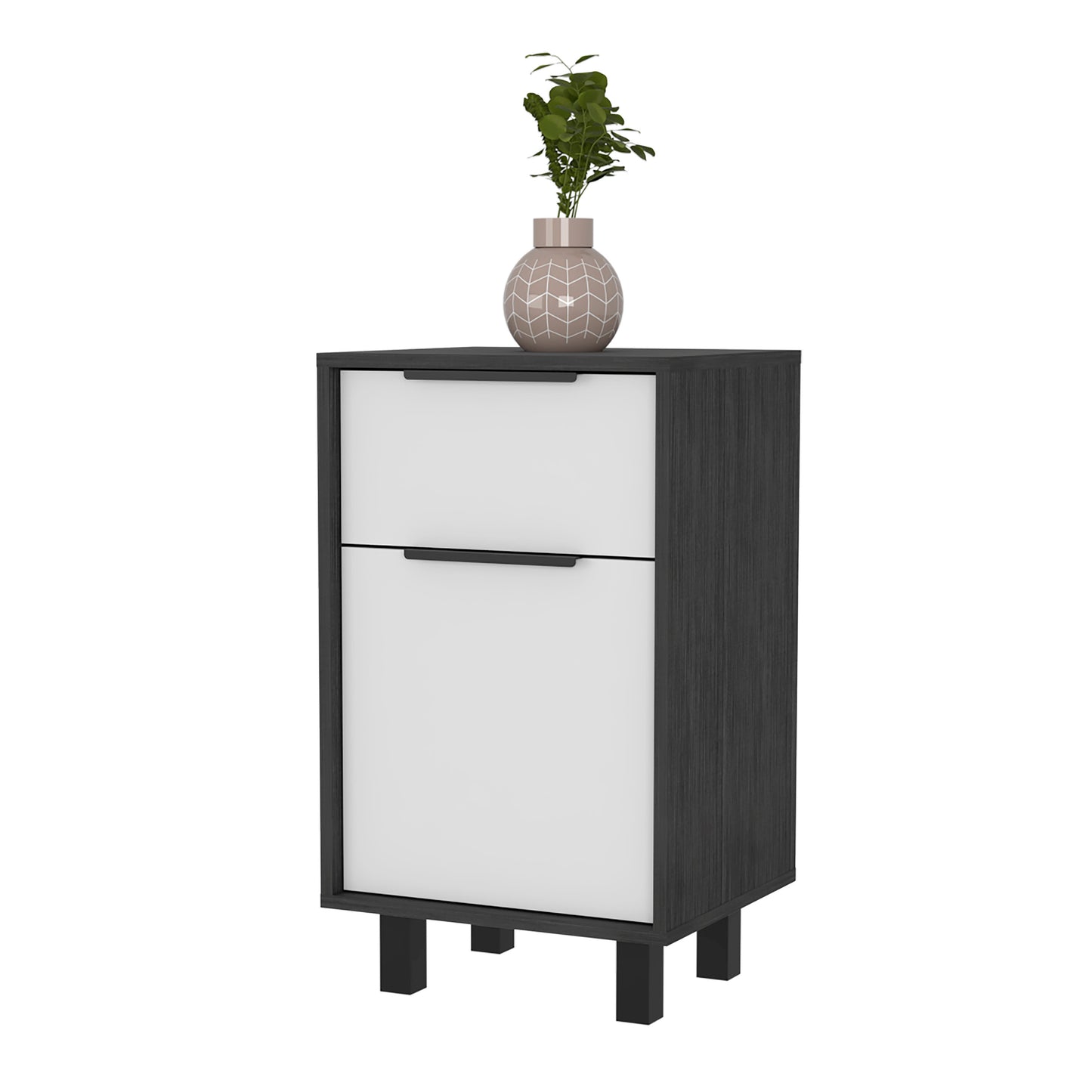 Kaia Z Nightstand One Drawe One Cabinet - Oak/White