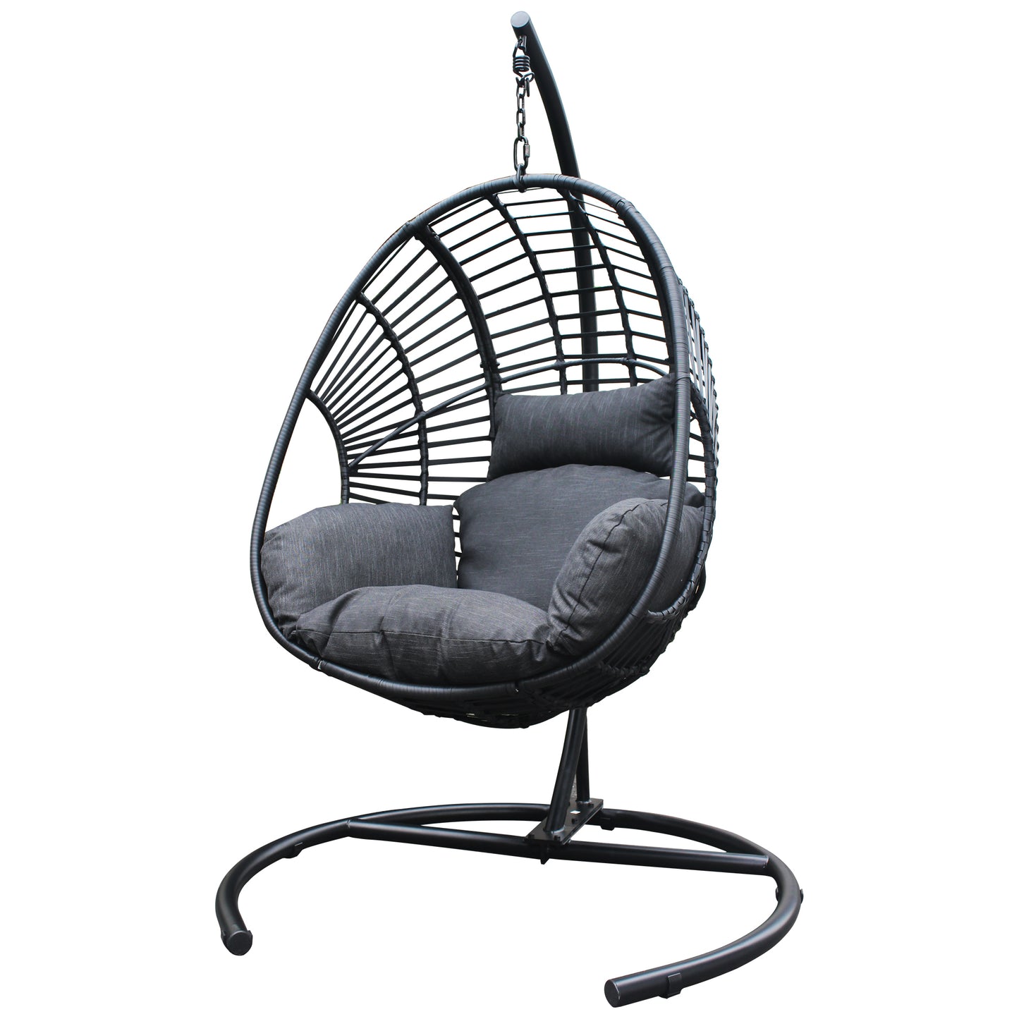 Beebe Wicker Swing Chair With Stand - Black