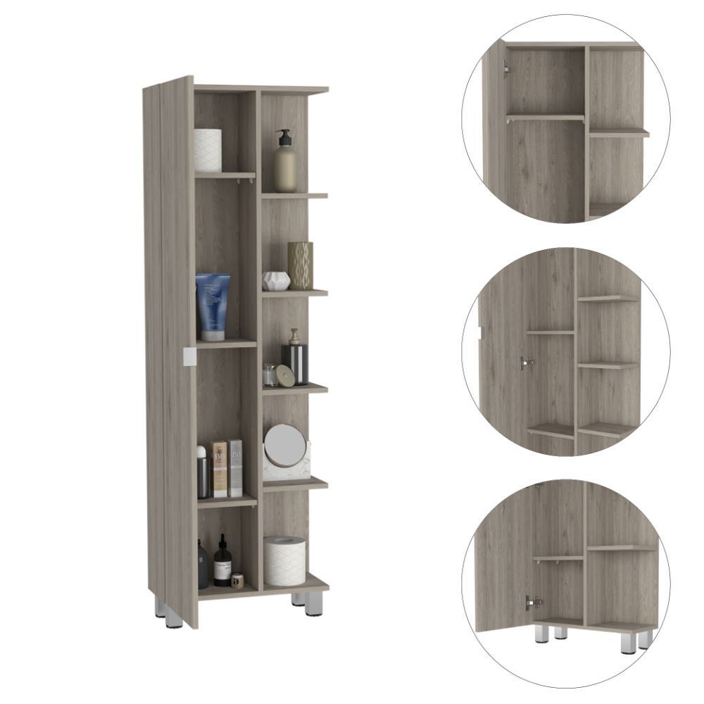 Portland 5-Shelf Linen Cabinet - Light Grey
