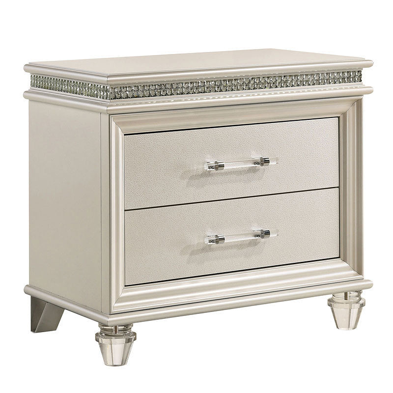 Perla Solid wood Nightstand - White