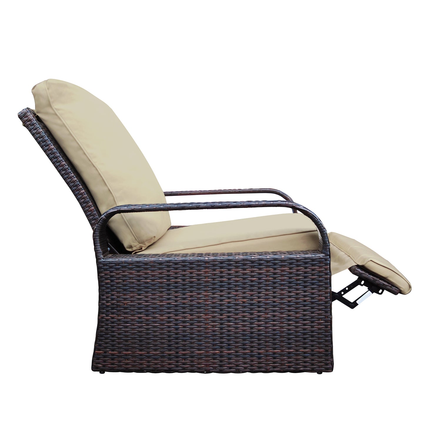 Parson Outdoor Adjustable Wicker Lounge Recliner Chair - Khaki