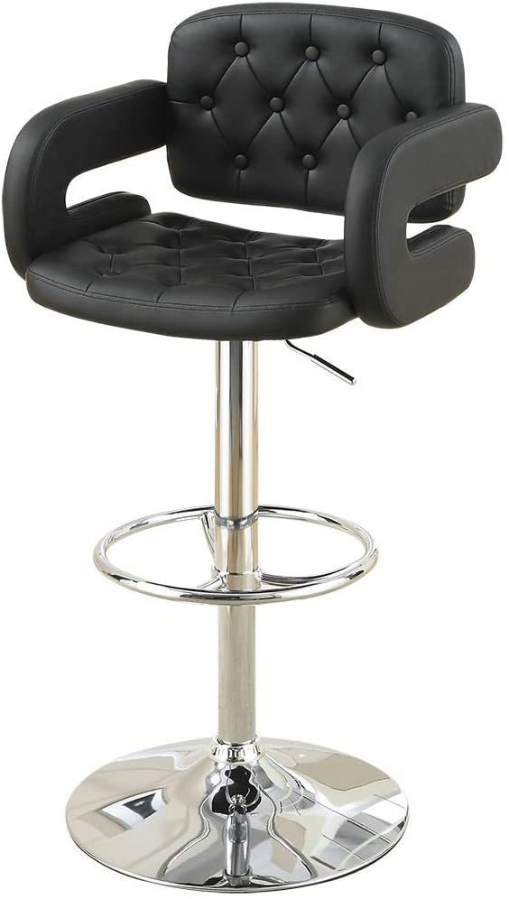 Elegant Armrest Tufted Leather Swivel Barstool - White