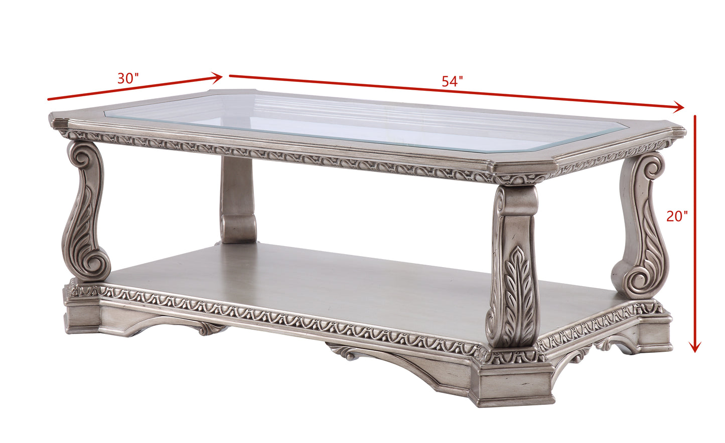 Dynasty Silver Glass Coffee Table