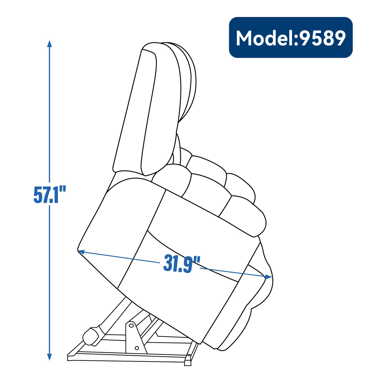 Nia Dual Motor Power Recliners Heat Massage - Blue