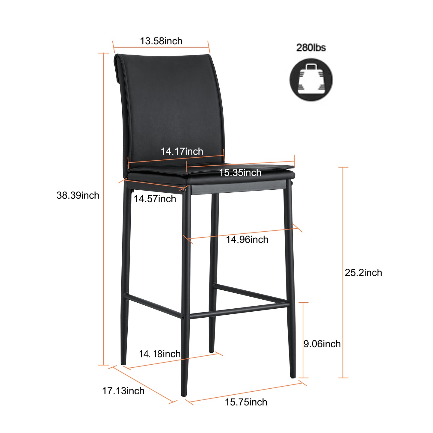 Zen Bar Stool - Black Set of 2