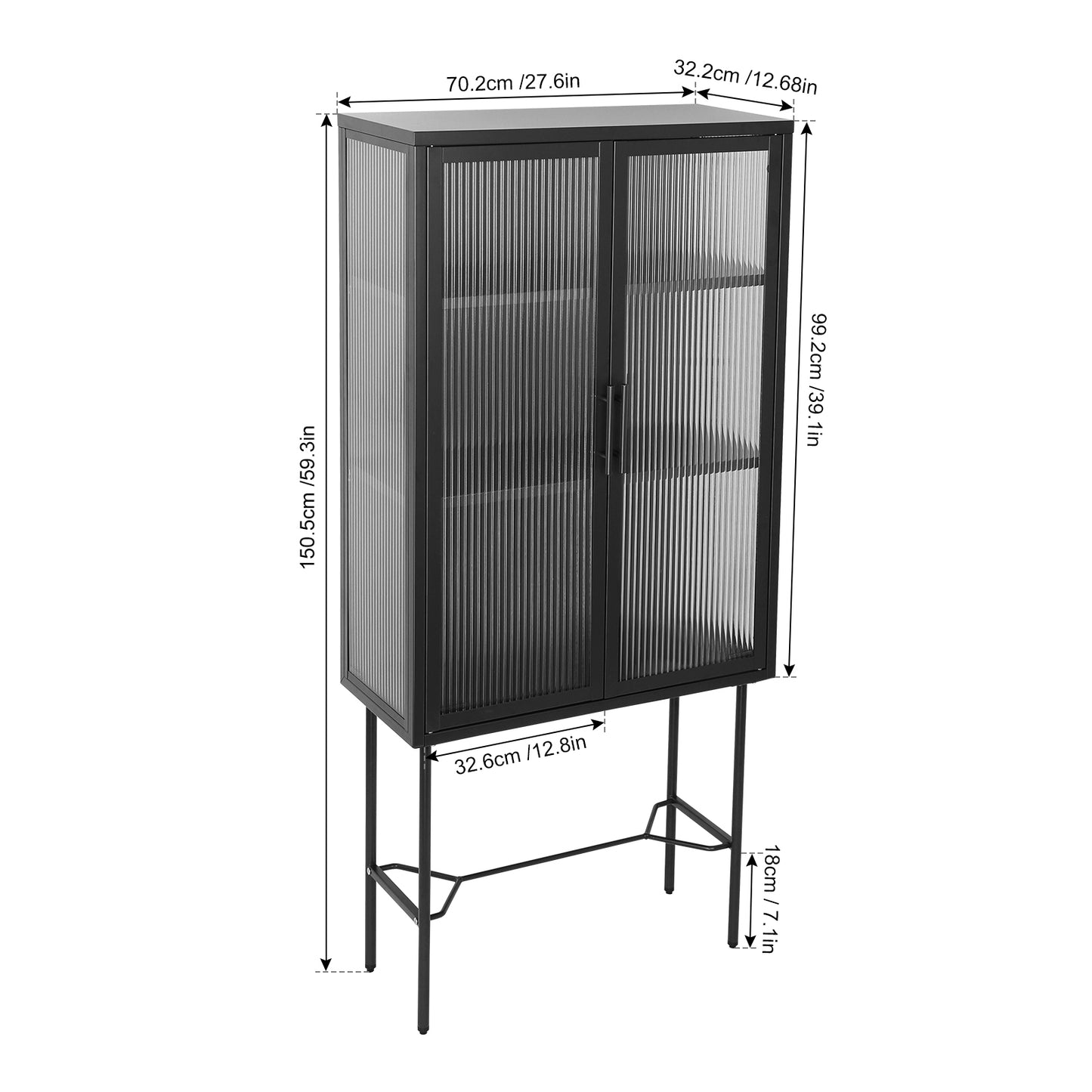 Renoe Tampered Glass Doors Cabinet - Black