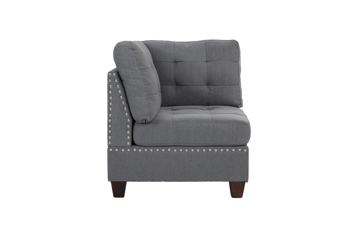 Eleni Modular Sectional 6pc Set 2x Corner Wedge 2x Armless Chairs and 2x Ottomans - Gray