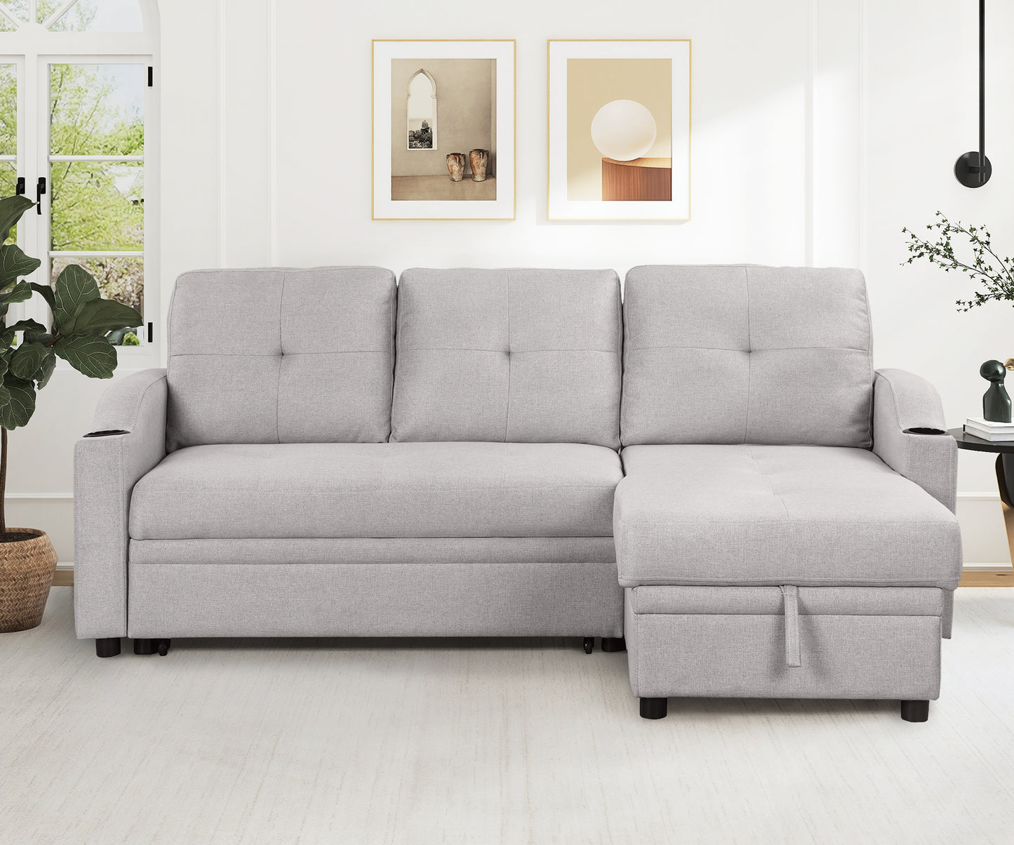 Oris Padded Pull Out Sofa Bed - Gray
