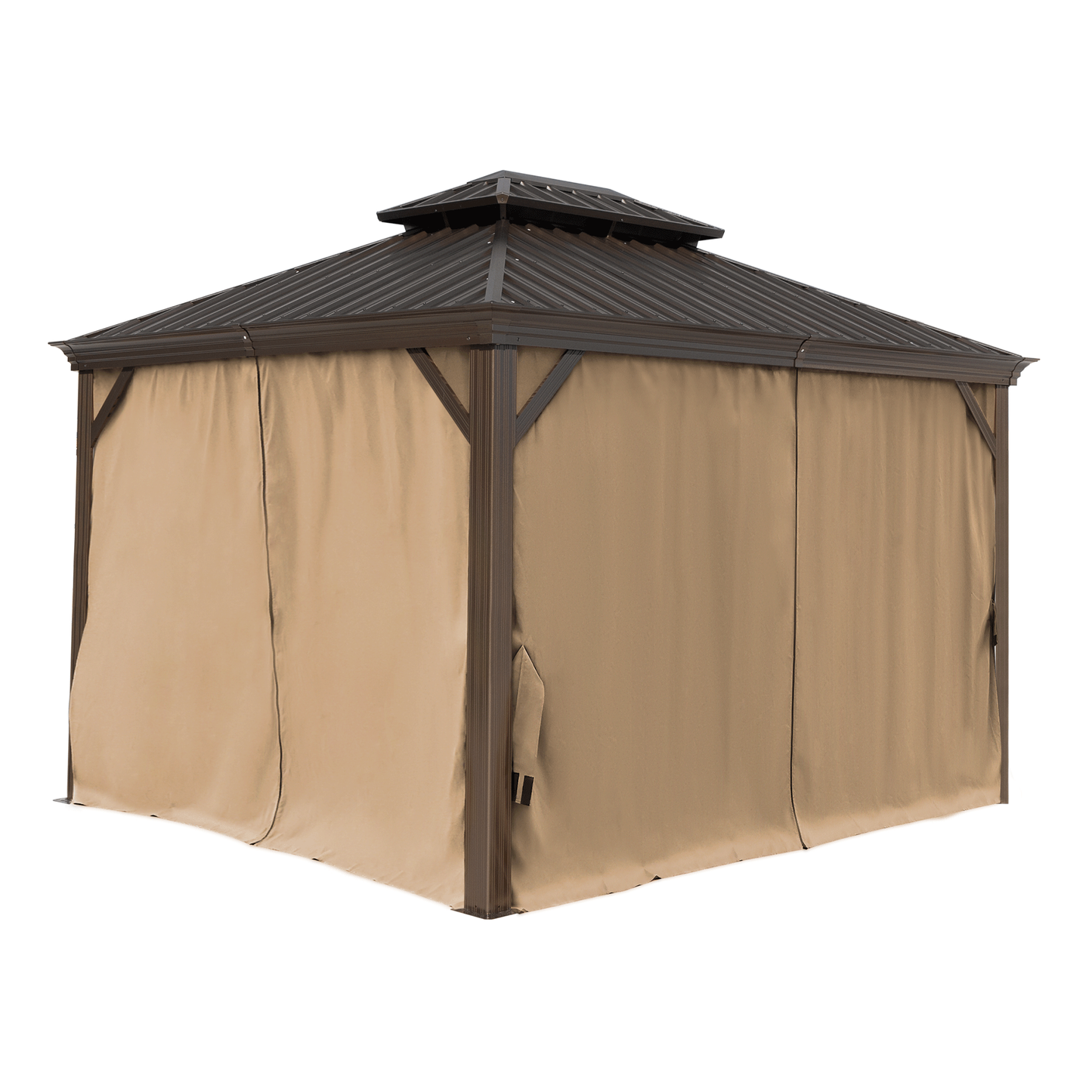 Delta 10X12 ft Patio Gazebo with Netting & Curtains - Brown
