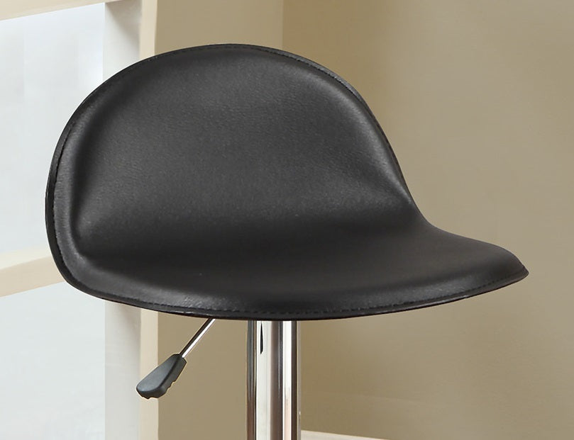 Faux Leather Stool Adjustable Height Chairs - Black Set of 2