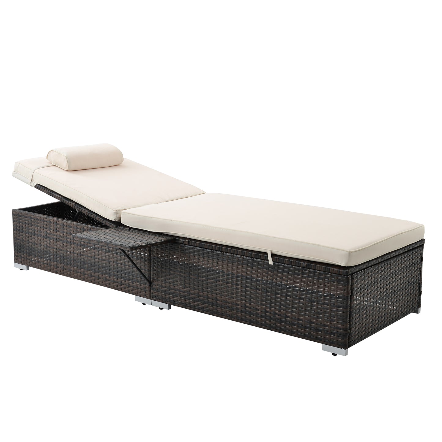 Valencia Outdoor PE Wicker Chaise Lounge (Set of 2) - Beige