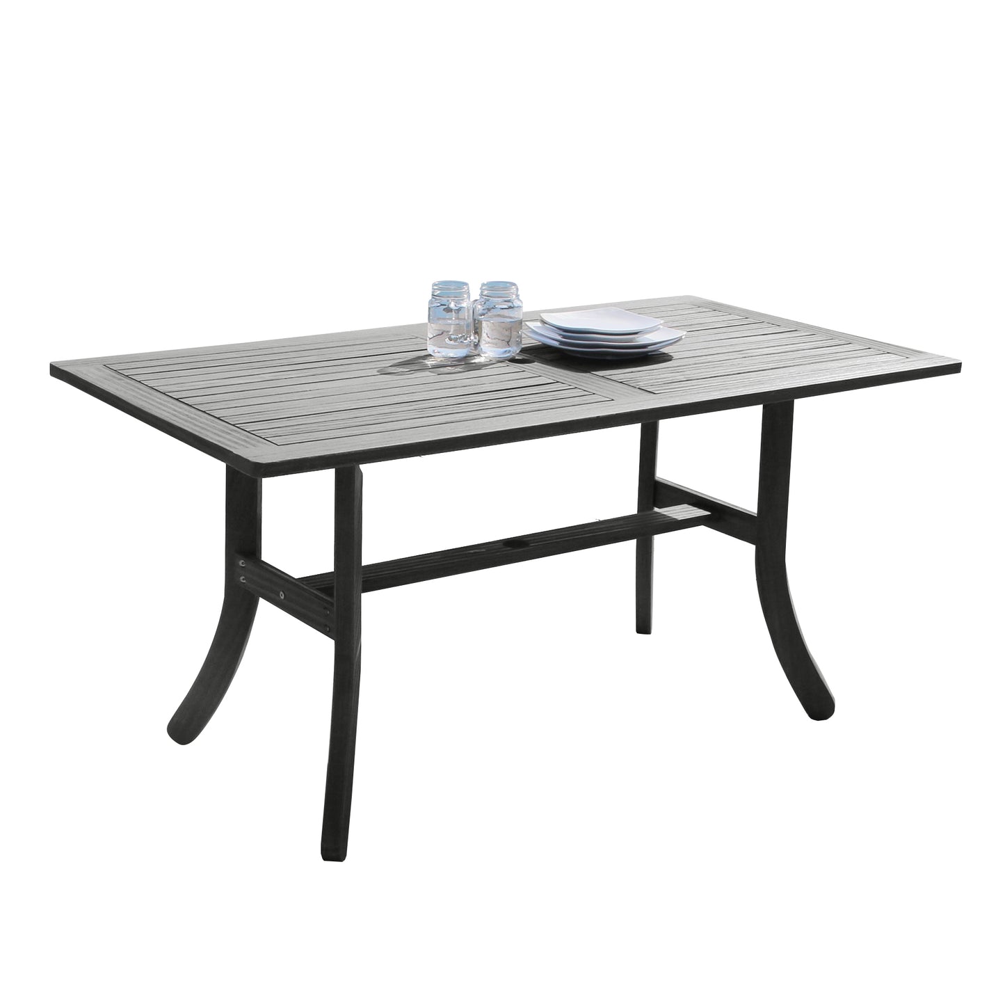 Aloe Farmhouse Wood Patio Dining Table - Gray Wash