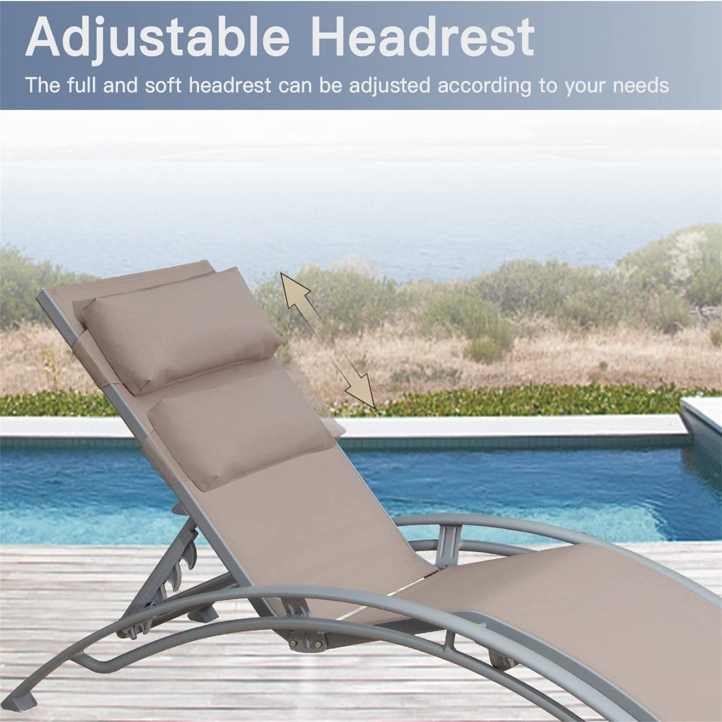 Renova Outdoor Adjustable Chaise Lounge (Set of 2) - Khaki