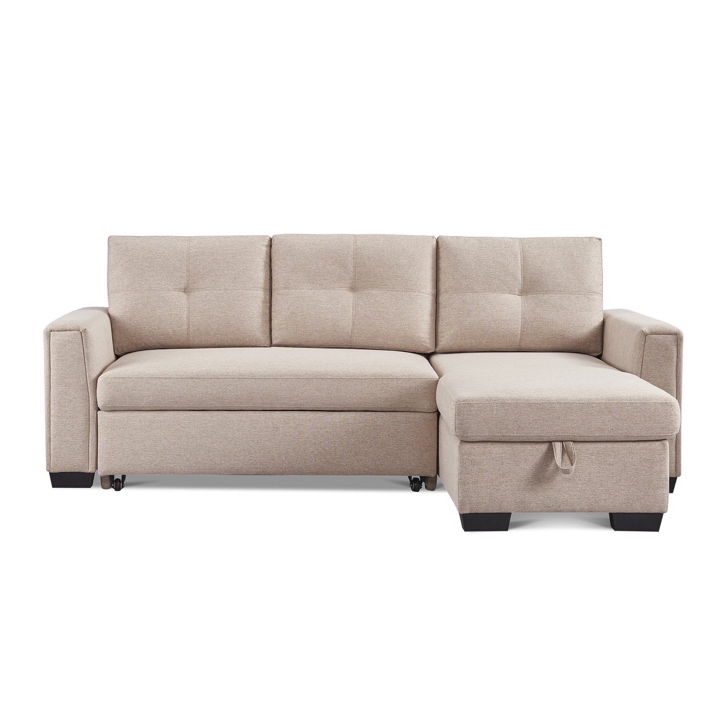 Panora L-Shape Pull-Out Sleeper Sectional Sofa - Beige