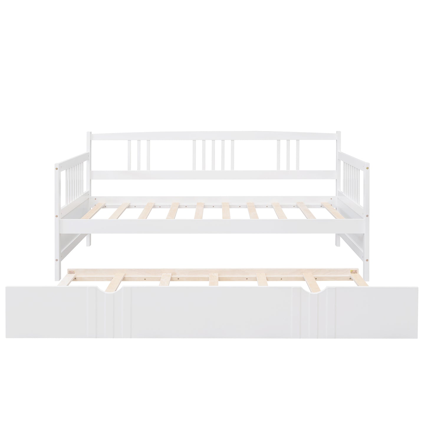 Lex Twin Size Wooden Daybed with Twin Size Trundle - White
