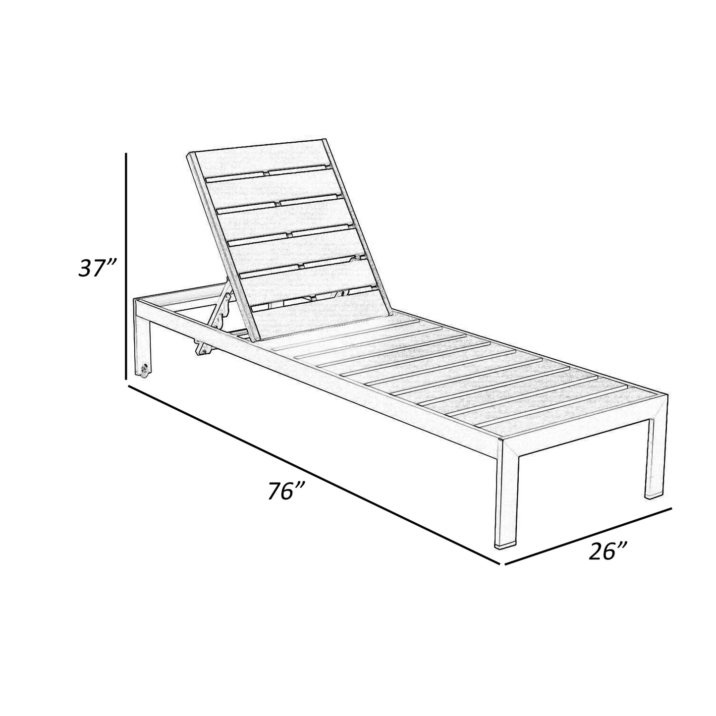 Odelia Anodized Aluminum Wheeled Lounger - Gray