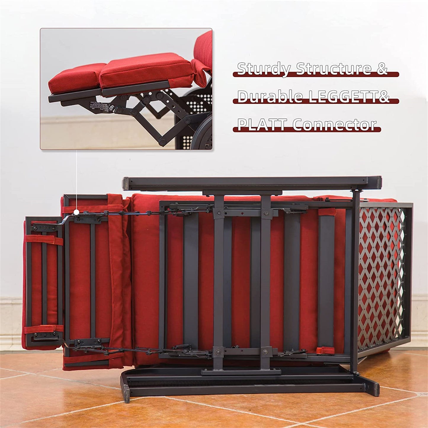 Fio Patio Metal Frame Recliner Chair with Cushions - Red