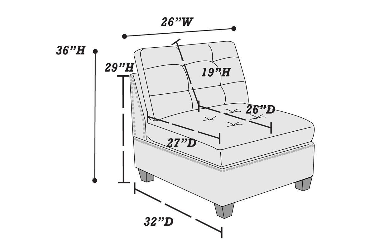 Eleni Modular Sectional 6pc Set 2x Corner Wedge 2x Armless Chairs and 2x Ottomans - Gray