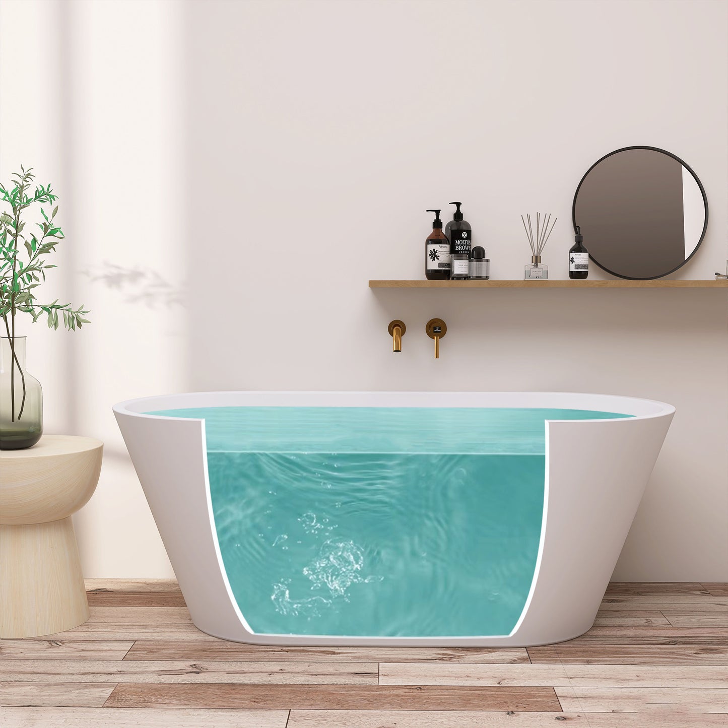 Elo 67" Acrylic Freestanding Soaking Bathtub - Gloss White