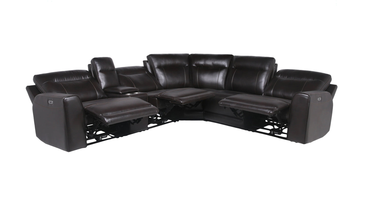 Anthony Dual Power Leather Sectional Sofa