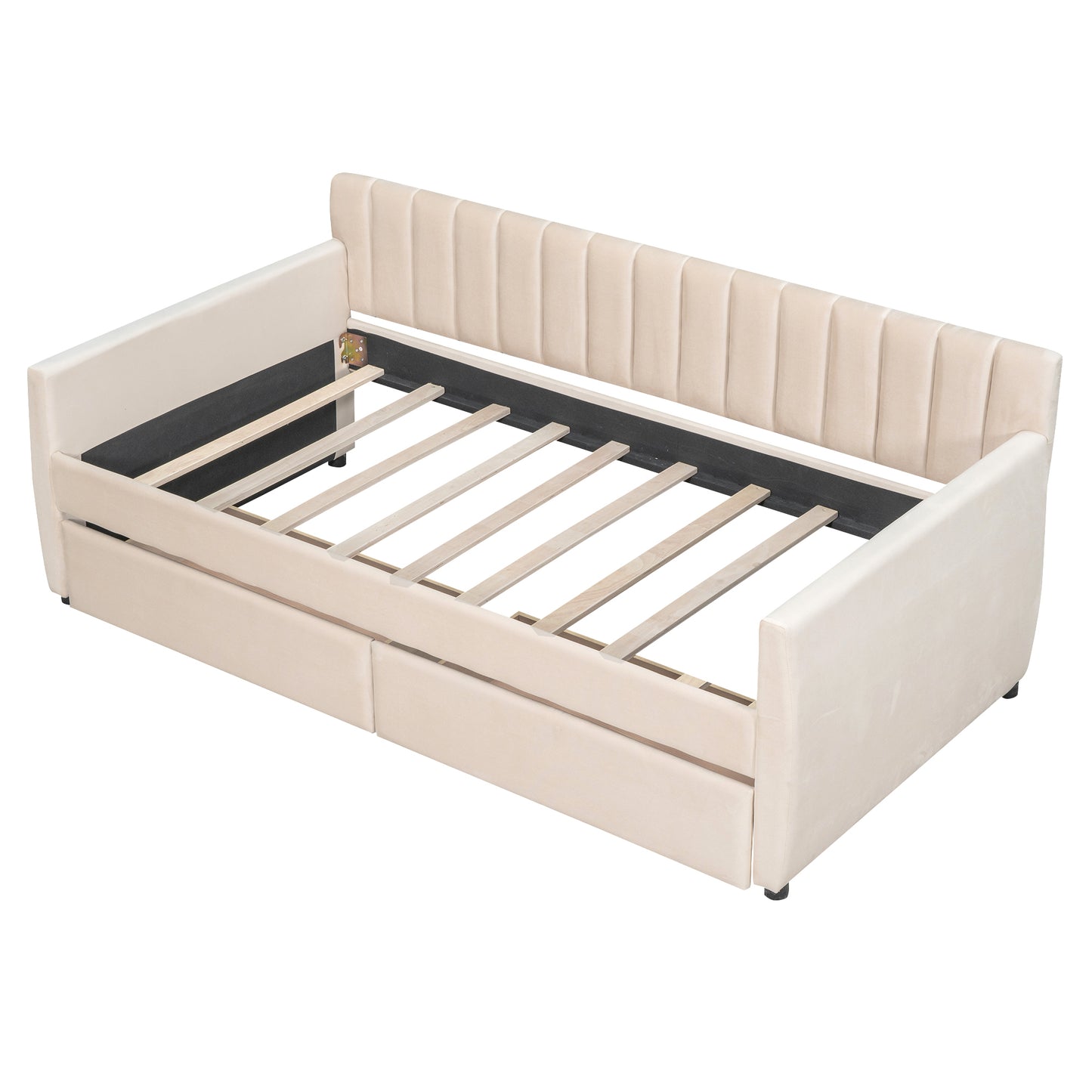 Xena Twin Size Upholstered Daybed with Drawers - Beige