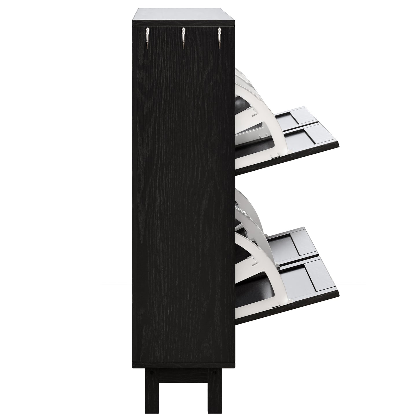 Rattan Boho Style Shoe Cabinet - Black