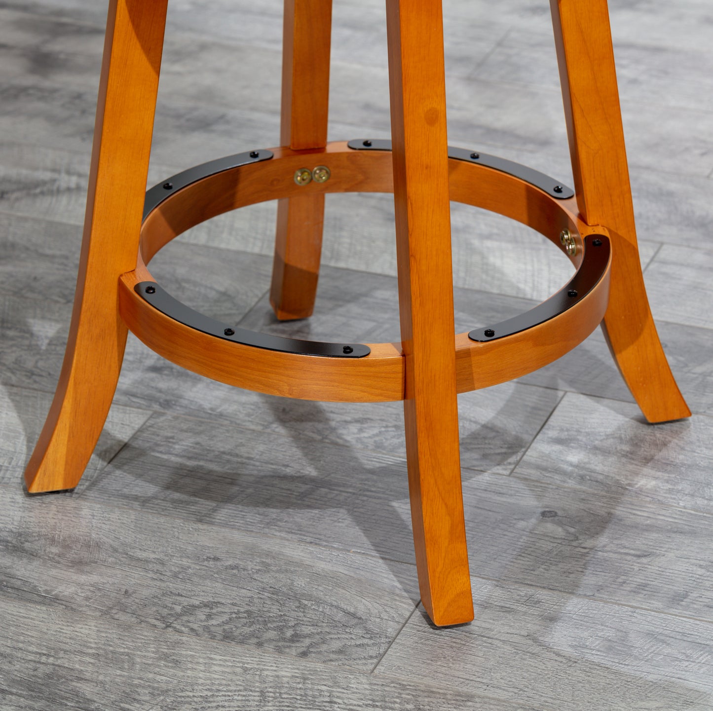 Counter Height X-Back Swivel Stool, Natural Finish, Beige Fabric Seat