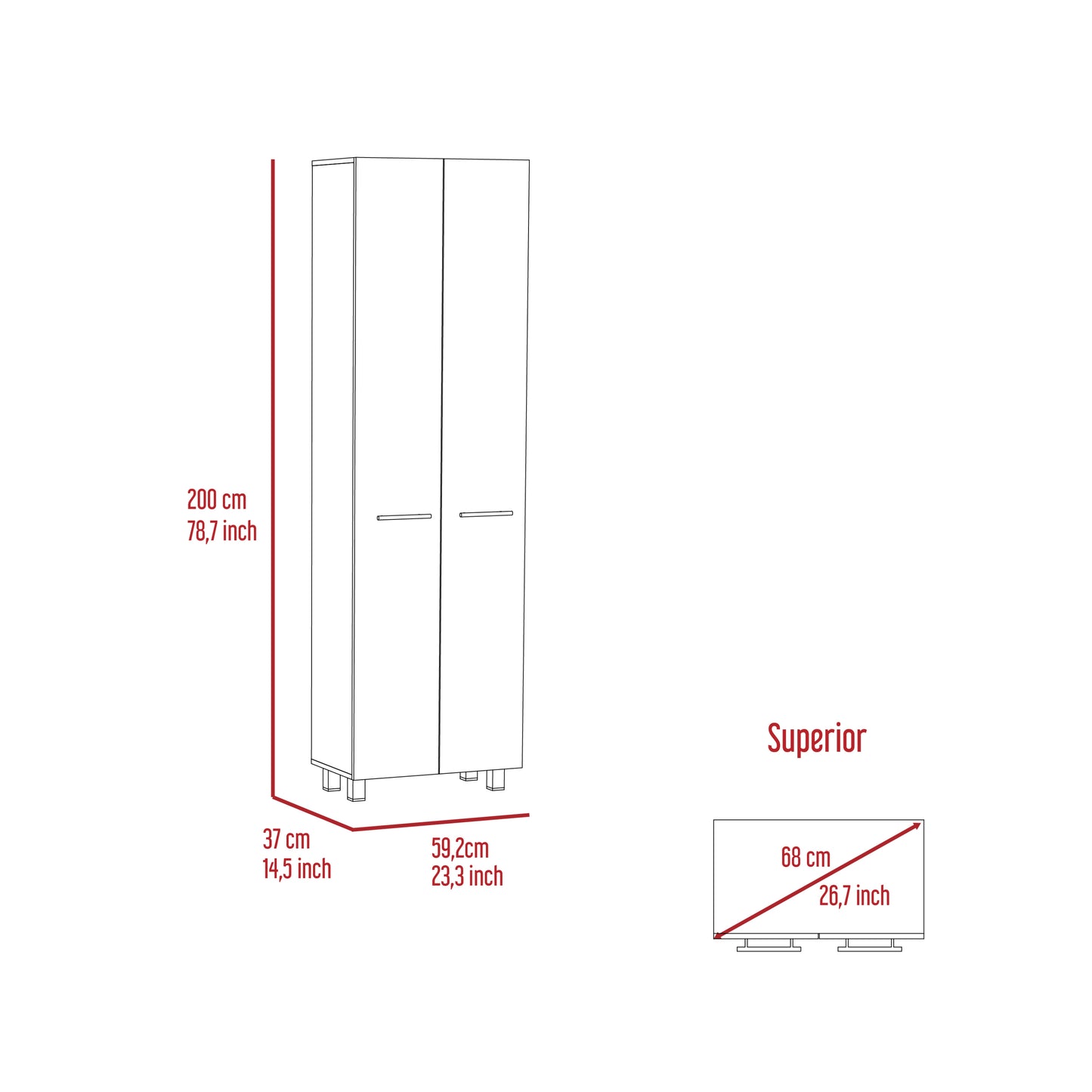 Nalani Rectangle Pantry Cabinet - White