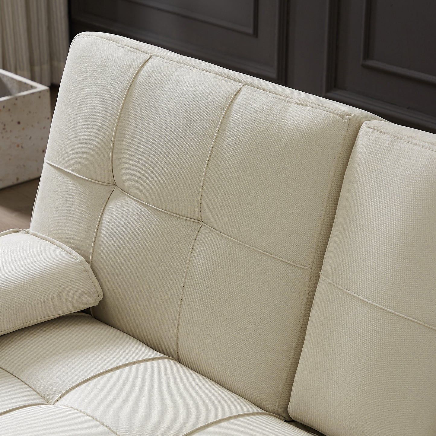 Devo PU Convertible Sofa Bed - Beige