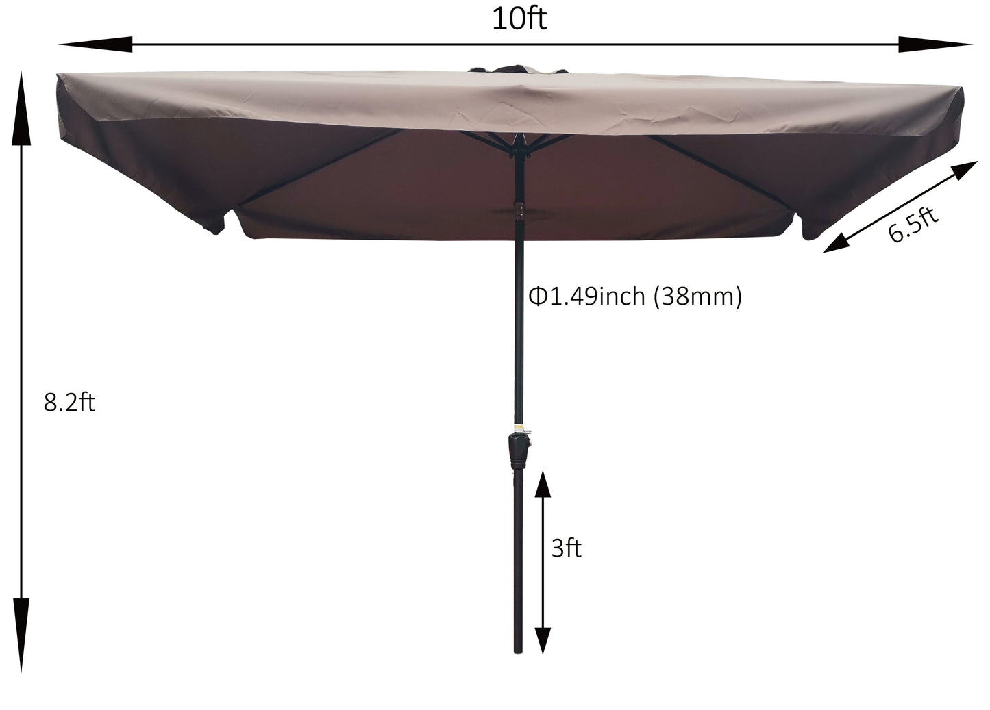 Benno 10 x 6.5 ft Rectangular Patio Umbrella - Chocolate