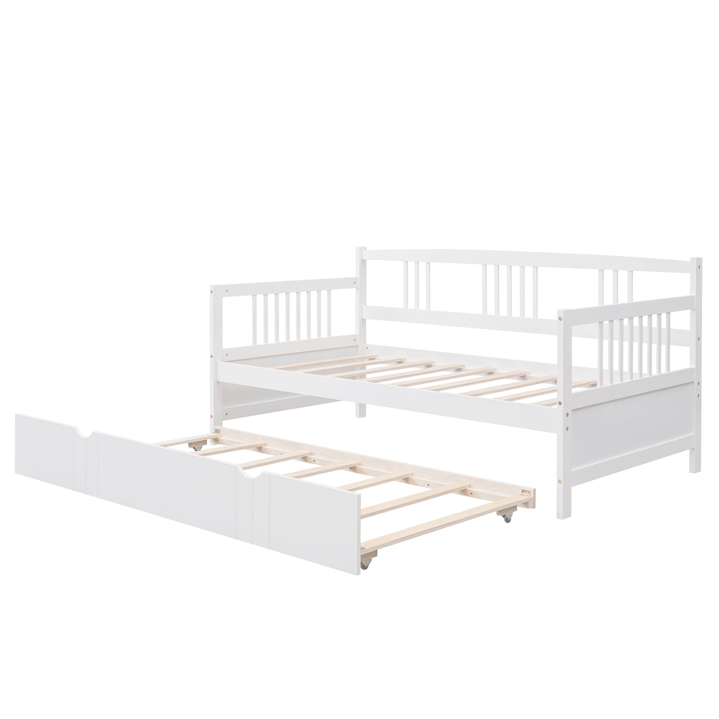 Lex Twin Size Wooden Daybed with Twin Size Trundle - White