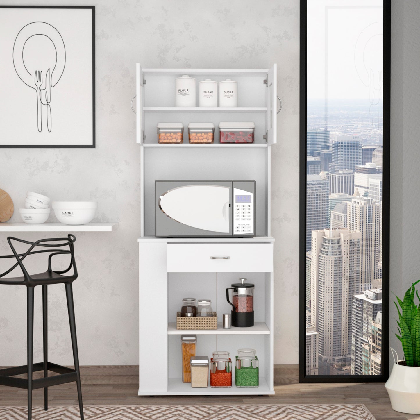 Hopkins 1-Drawer 3-Shelf Pantry Cabinet - White