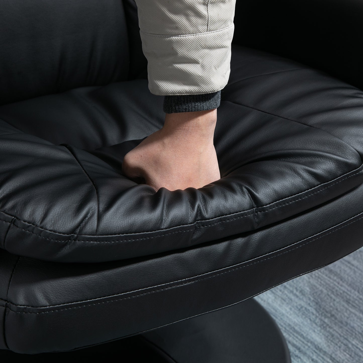 Morgan 360° Swivel Recliner Chair with Ottoman - Black
