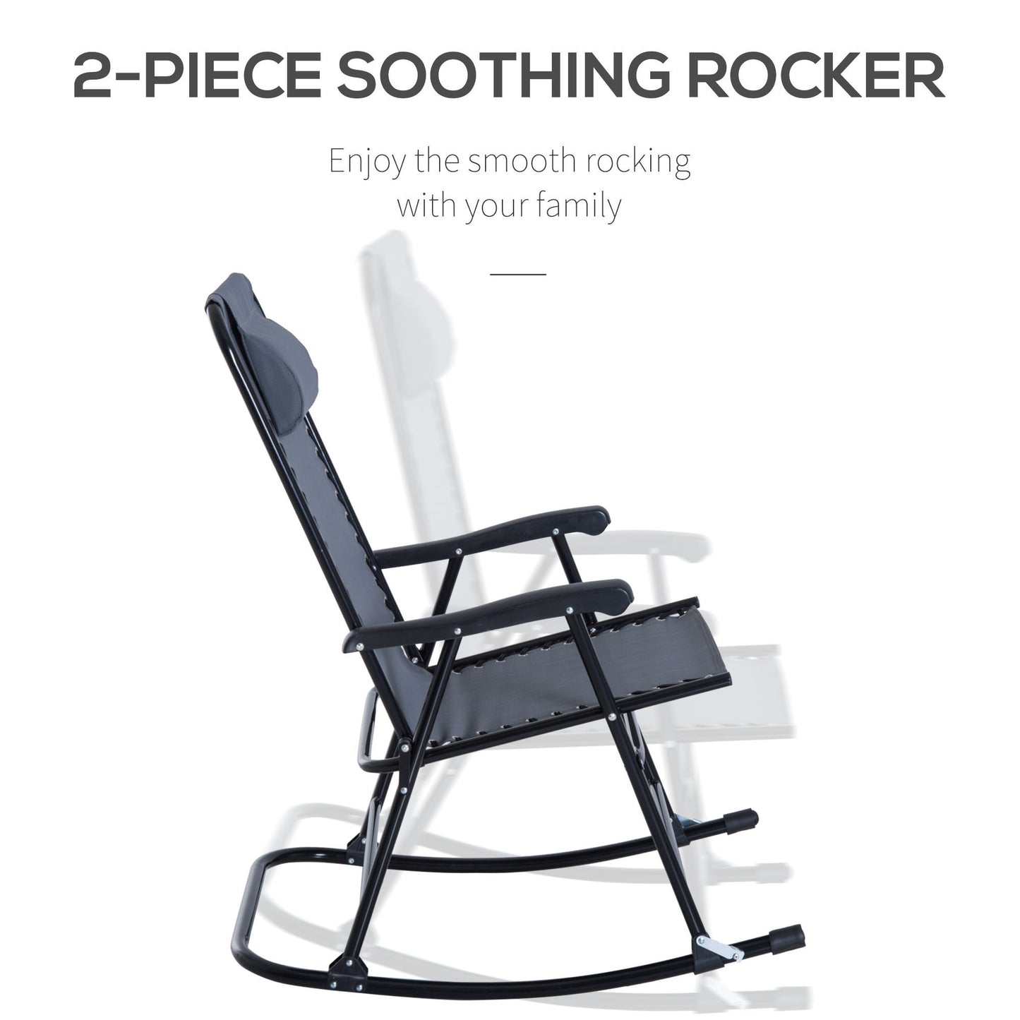 Lavon Oversized Folding Rocking Camping Chair (Set of 2) - Gray