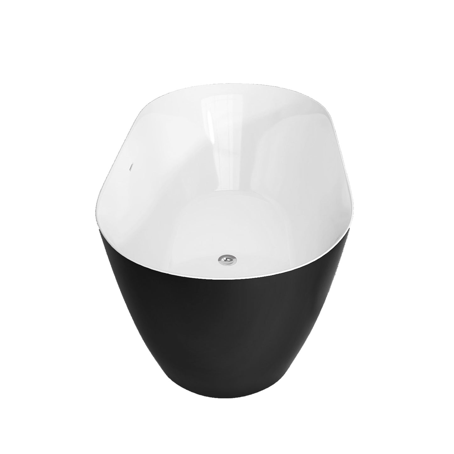 Nuvo 59" Acrylic Free Standing Oval Shape Soaking Tub - Matte Black+White