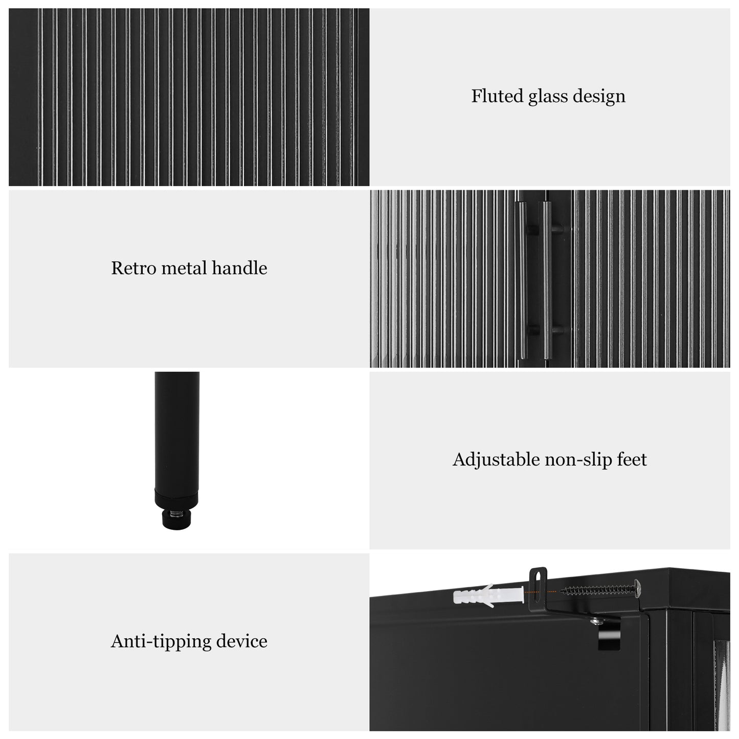 Renoe Tampered Glass Doors Cabinet - Black